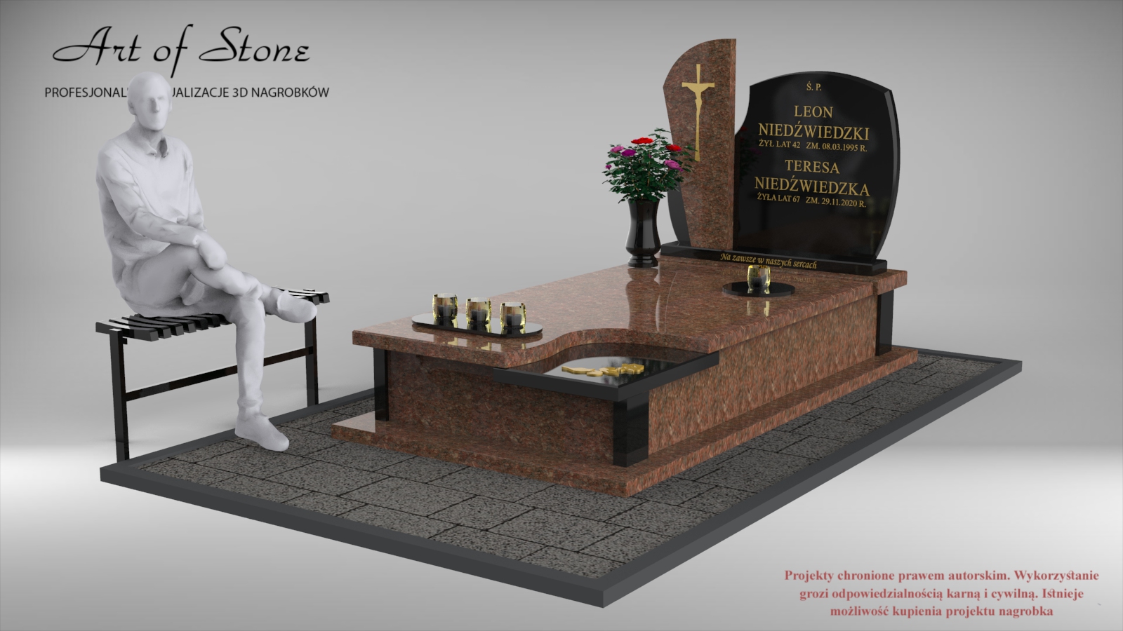 nagrobek granitowy brązowy