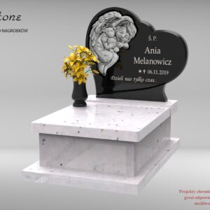 biały nagrobek dziecięcy z aniołkiem