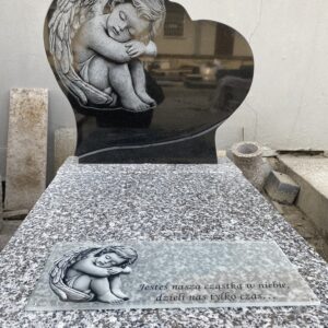 Podstawka pod znicze szkło z aniołkiem