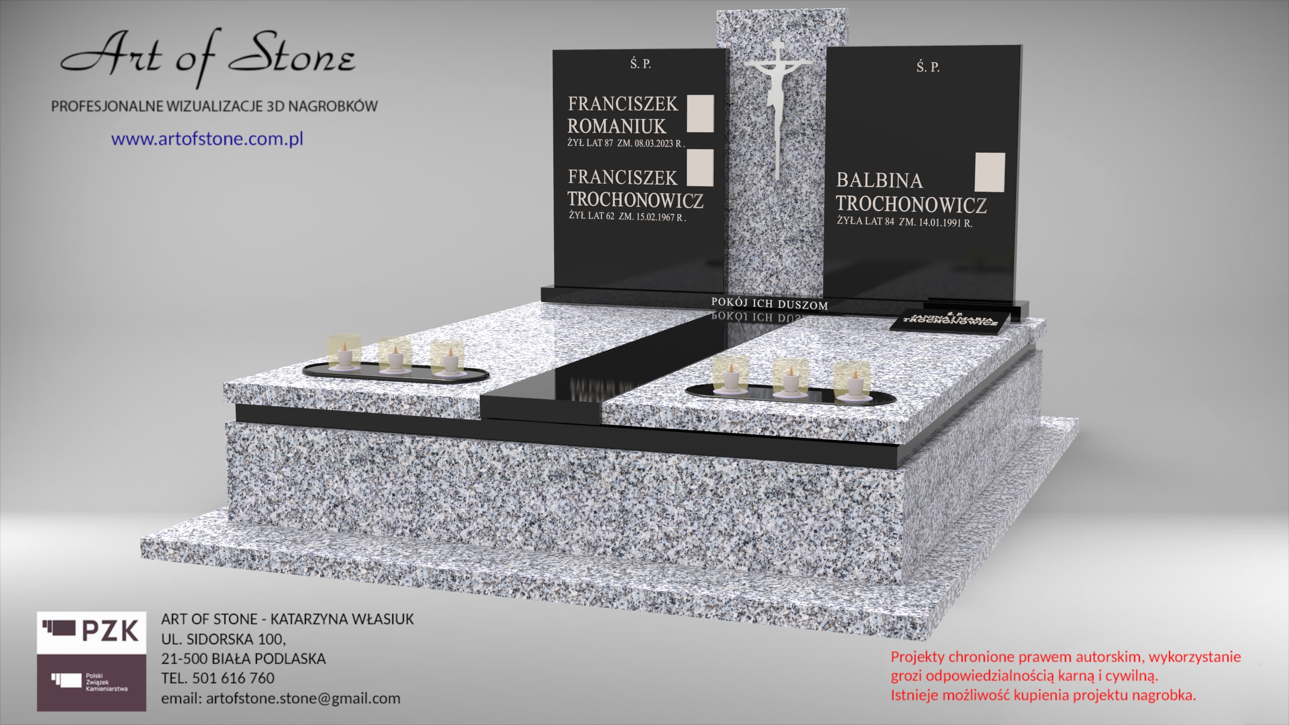 Nagrobek granitowy podwójny
