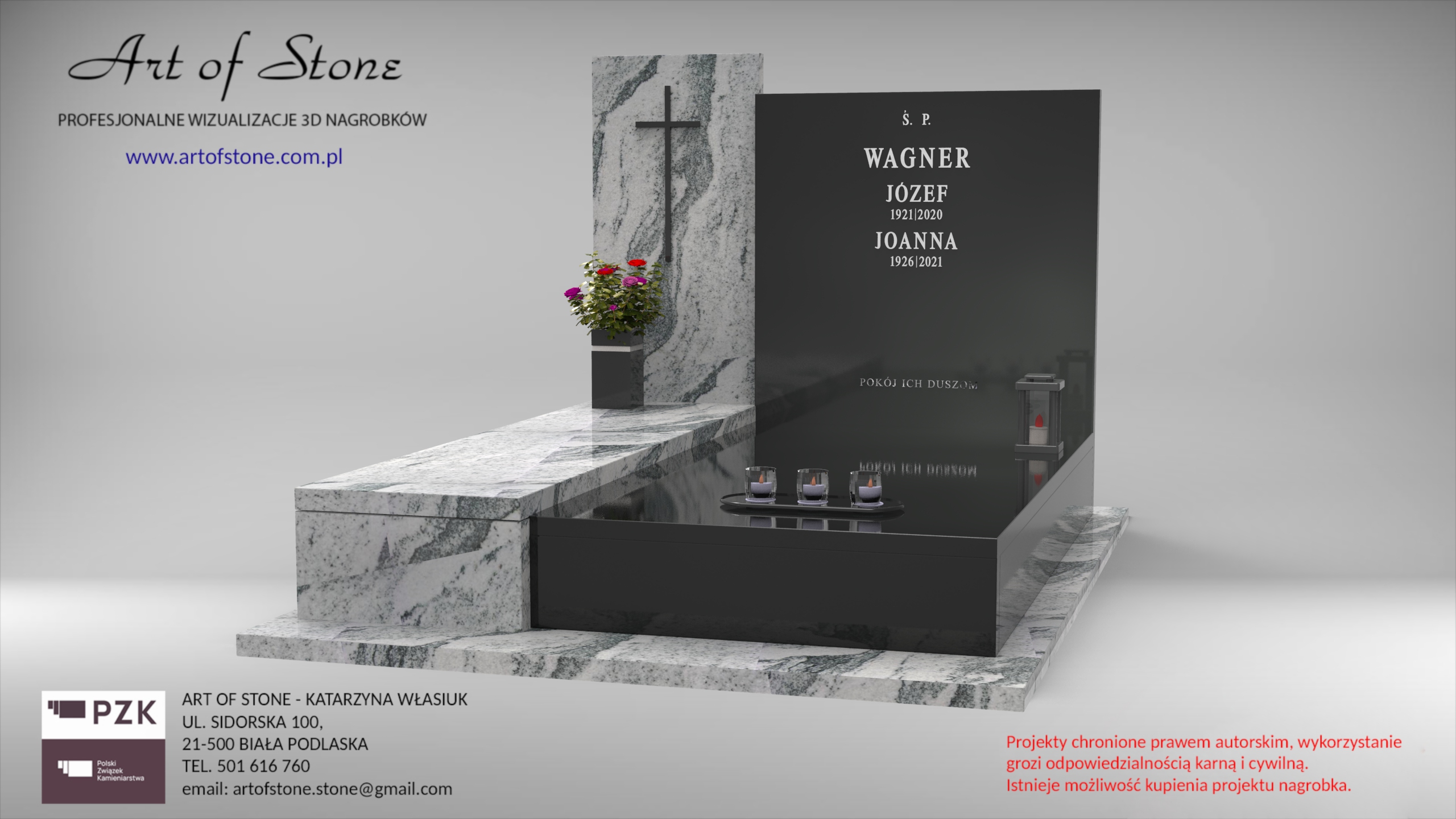 Nagrobek nowoczesny podwójny
