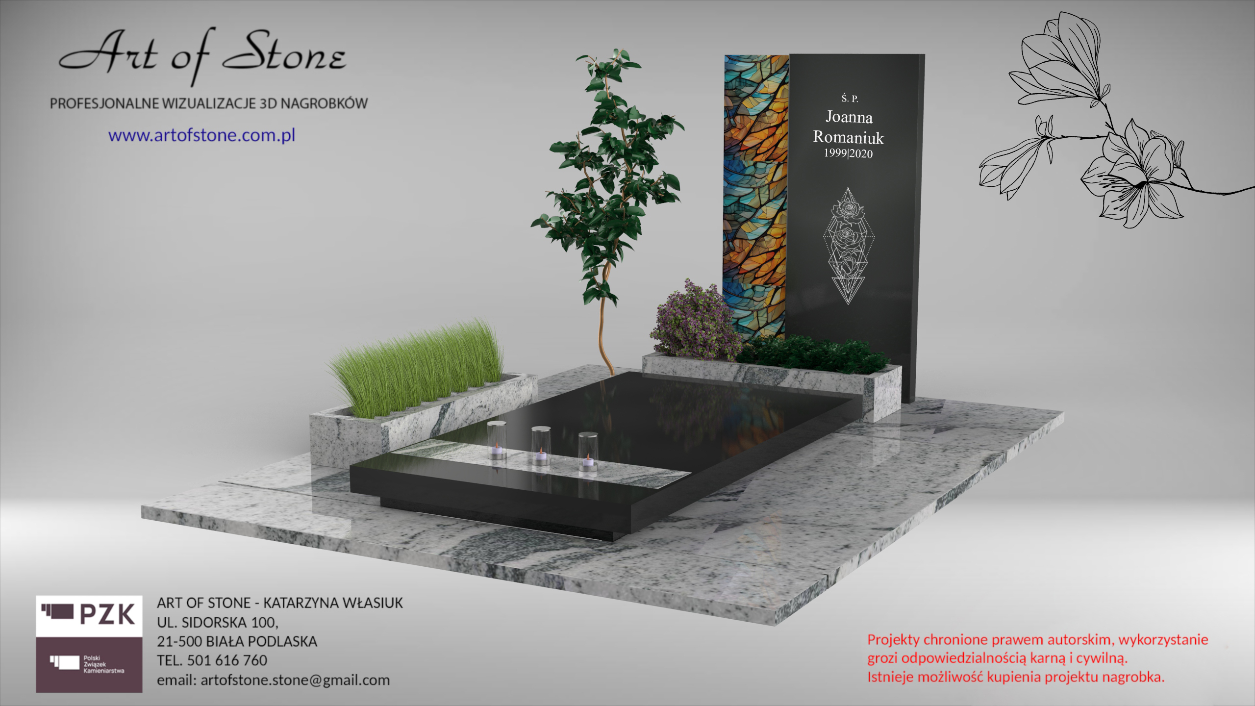 Nowoczesny nagrobek granitowy