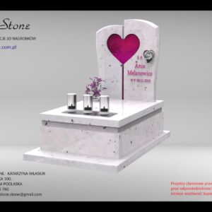 Nagrobek dziecięcy biały ze szkłem