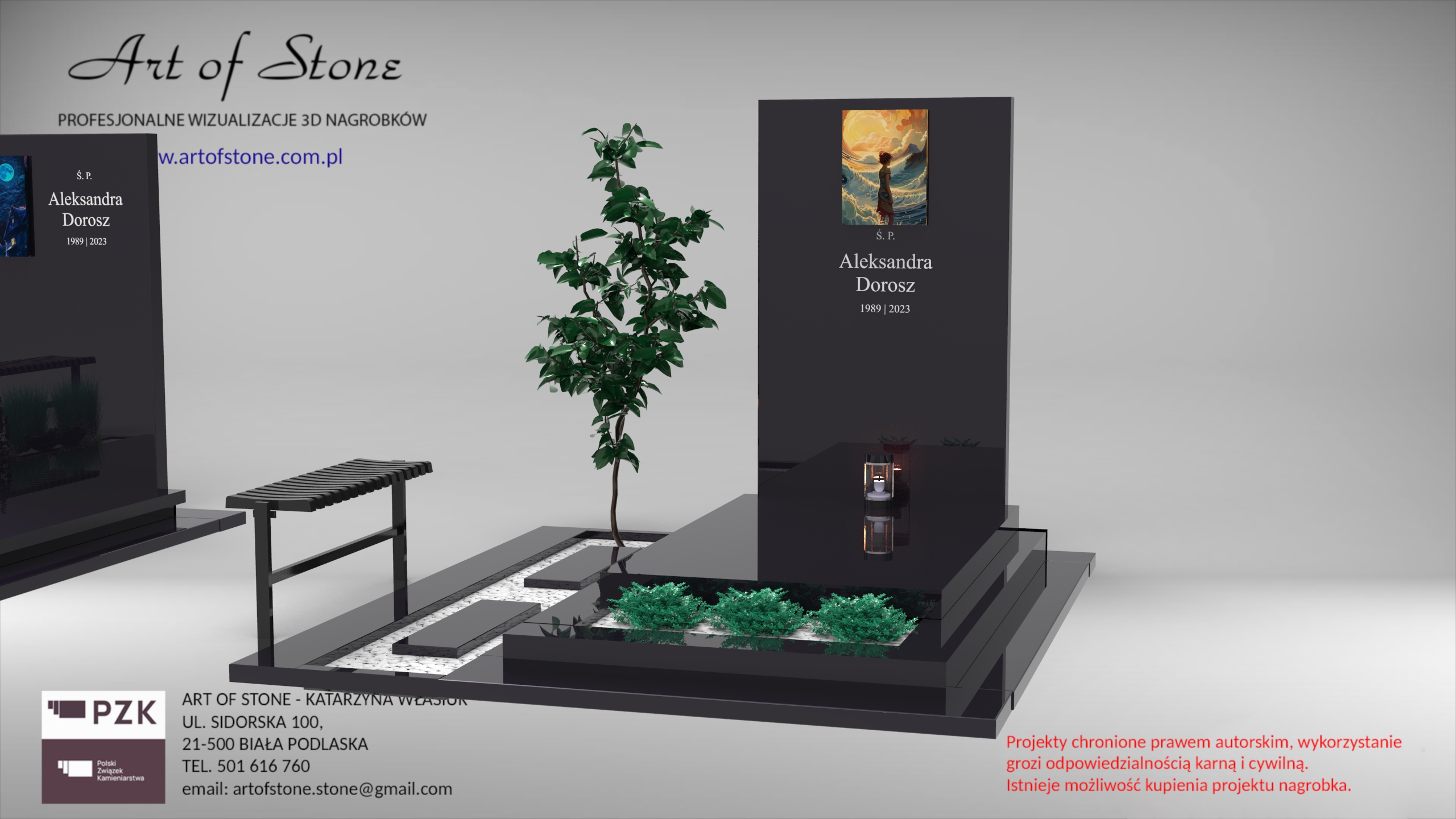 Nowoczesny nagrobek granitowy