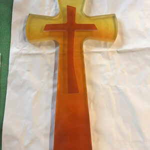 krzyż nagrobny ze szkła