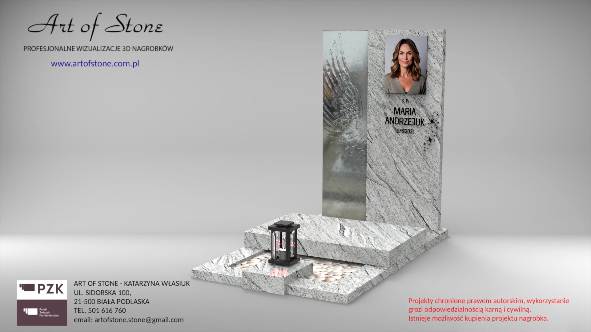 nagrobek urnowy ze szkłem