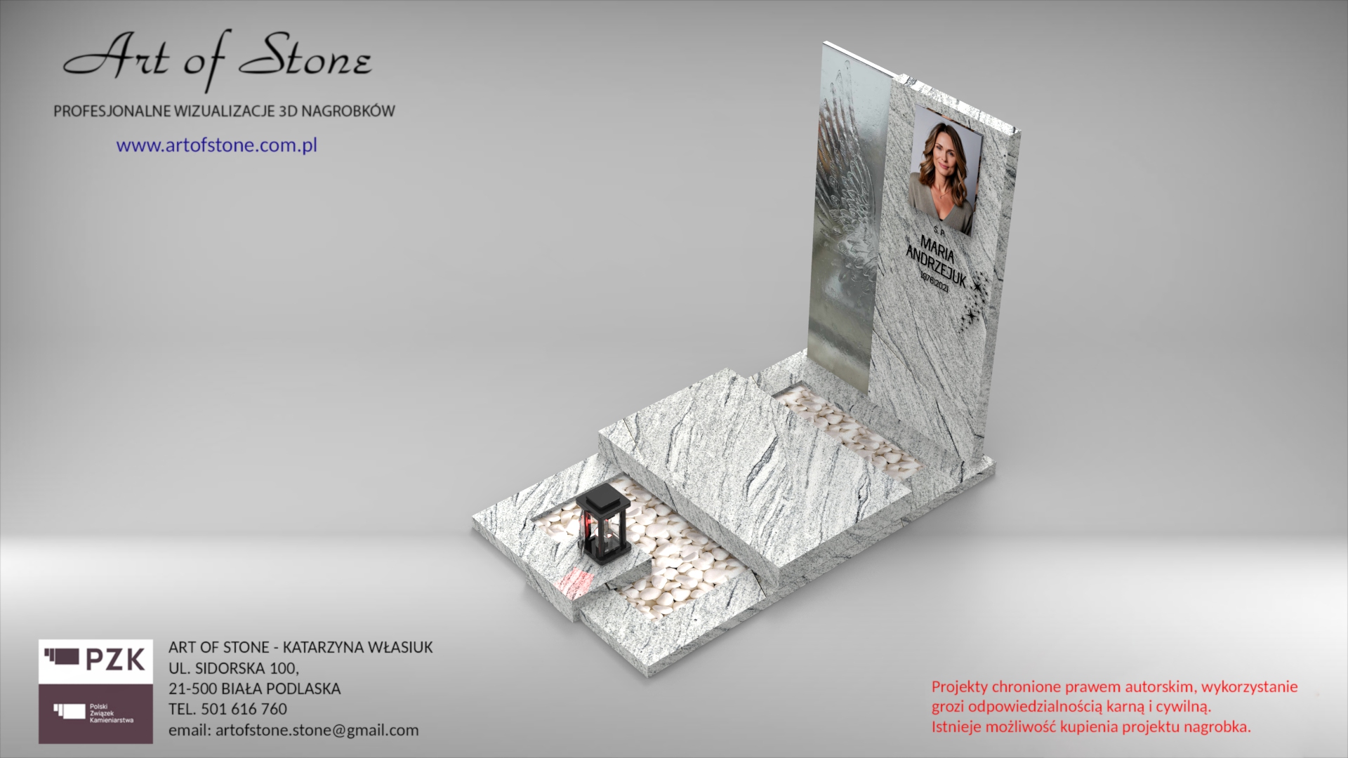 nagrobek ze szkrzydłem anioła