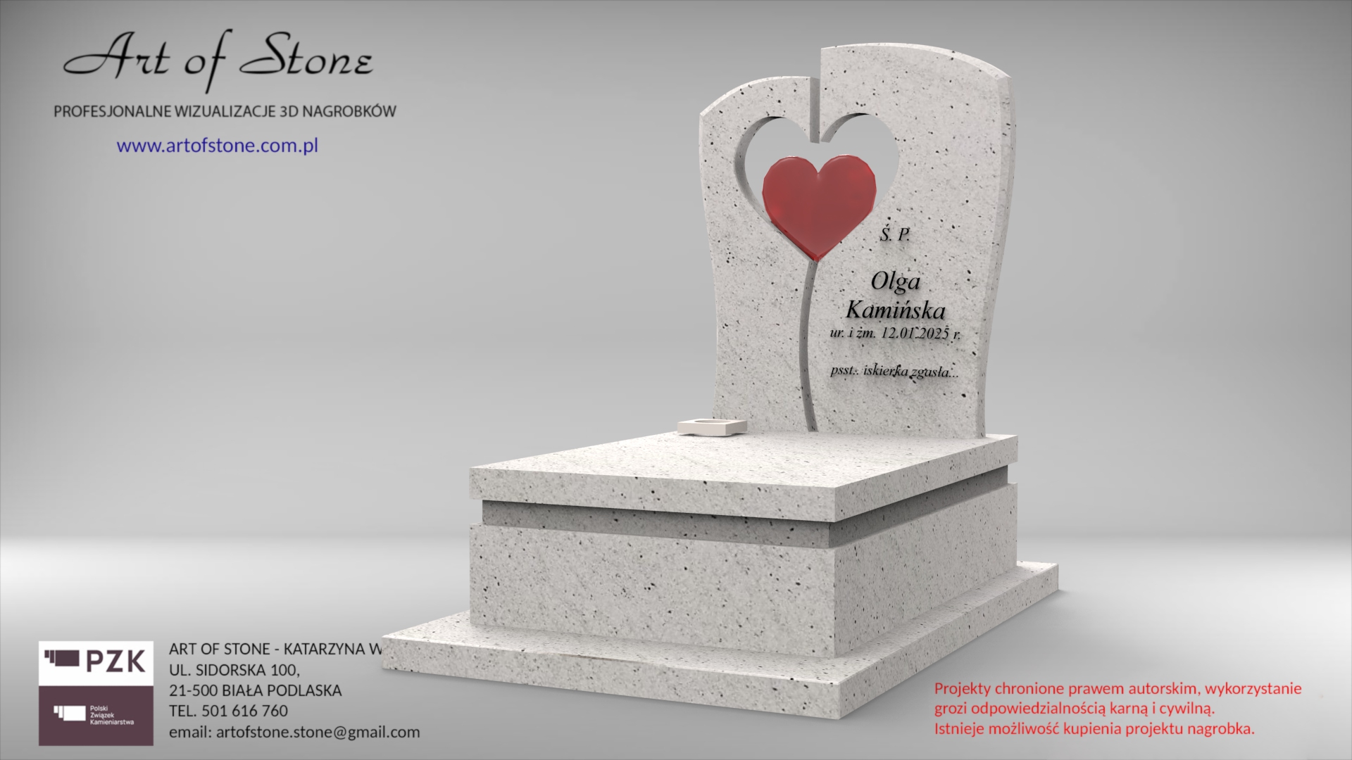 Nagrobek dla dziecka z serduszkiem