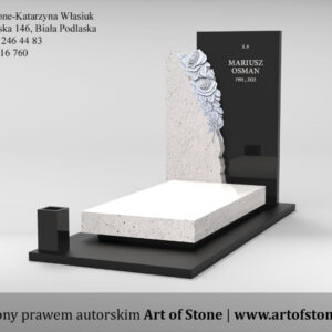Nagrobek z rzeźbą róży