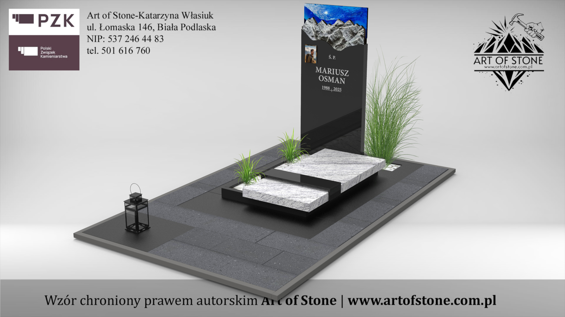 Nagrobek z motywem gór