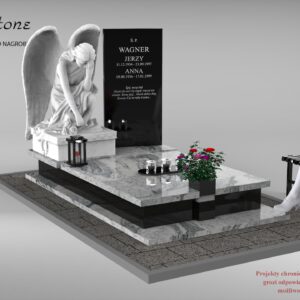 nagrobek z rzeźbą anioła