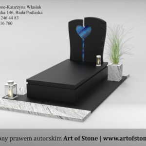 nagrobek z sercem szkło artystyczne
